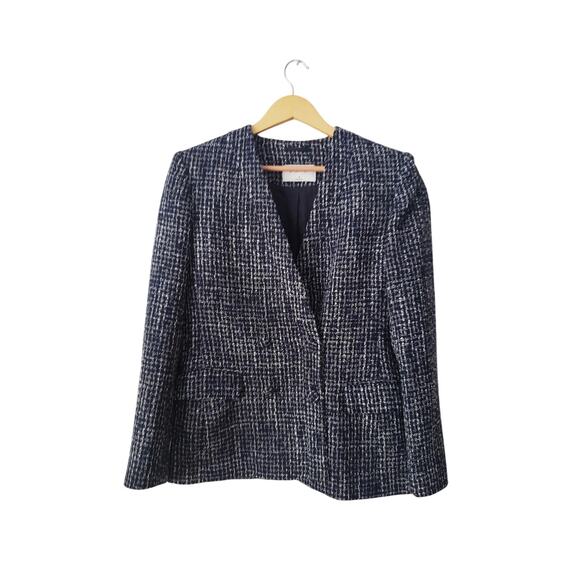 Babaton Kilburn Double Breasted Metallic Tweed Blazer Blue Size 6 - Picture 1 of 11